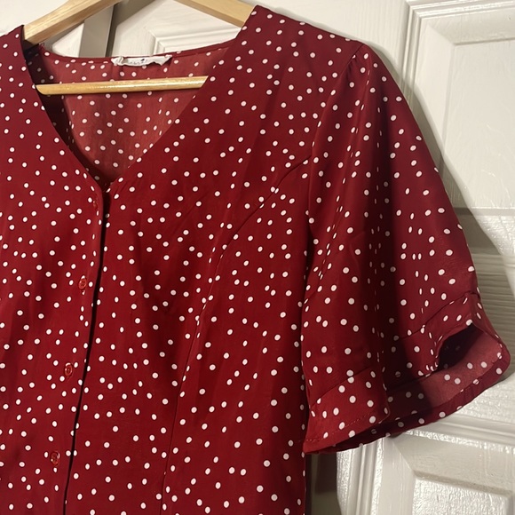 Elodie Red and White Polka Dot Blouse (Corset closed back) - Picture 3 of 9